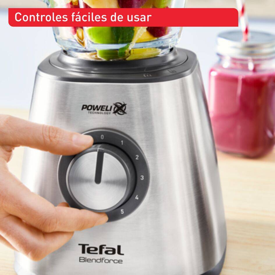 Blendforce 2, Batidora de vaso, Rápida y Potente, 5 velocidades, Jarra de cristal, Inox