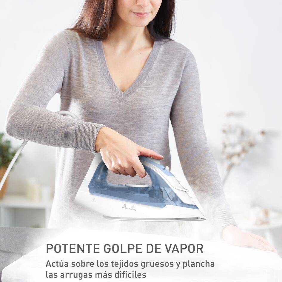 Virtuo 30, plancha de vapor, 2000&nbsp;W de potencia, golpe de vapor de 120 g/min, Azul y blanca