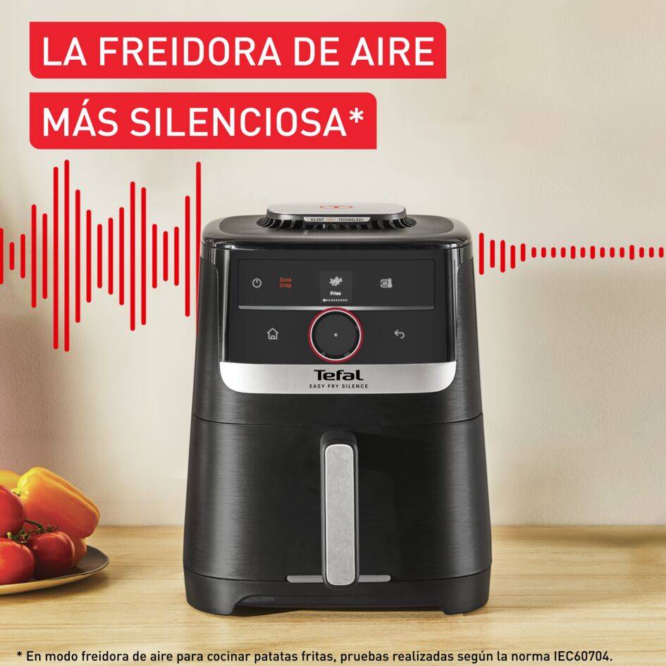 Easy Fry Smart & Silence, Freidora aire de 5 L, Tecnología silenciosa, Sistema Smart Assist, Negra