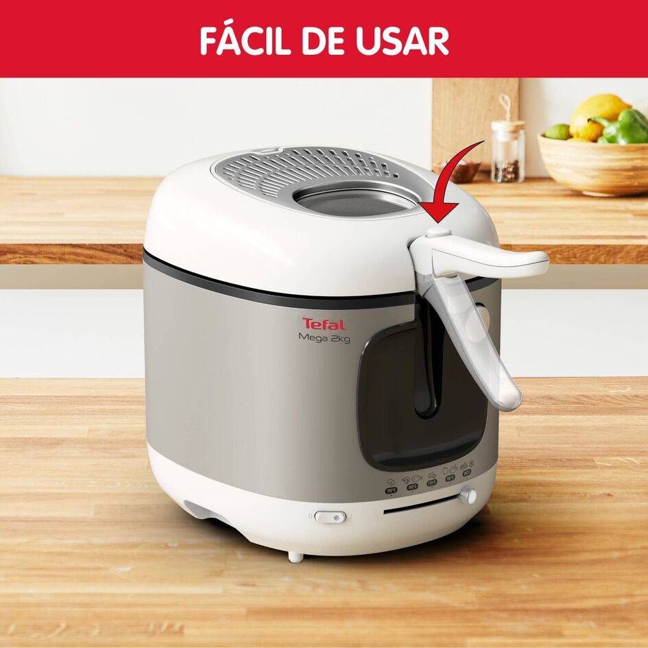 Mega XXL, Freidora, 2 kg, Blanca y Inox