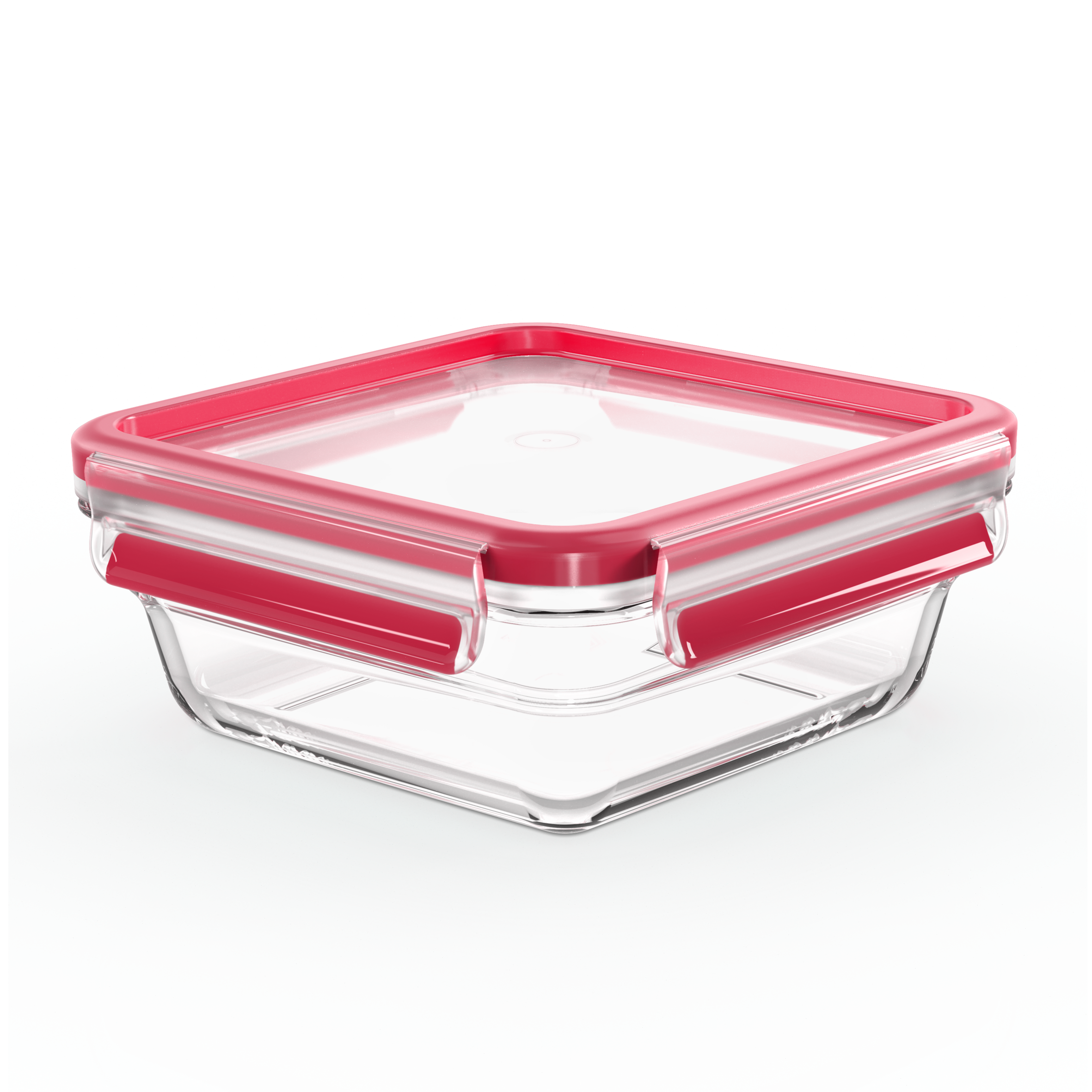 Masterseal, Hermético de cristal, Envase para alimentos, Cuadrado, 0,8 L, Rojo