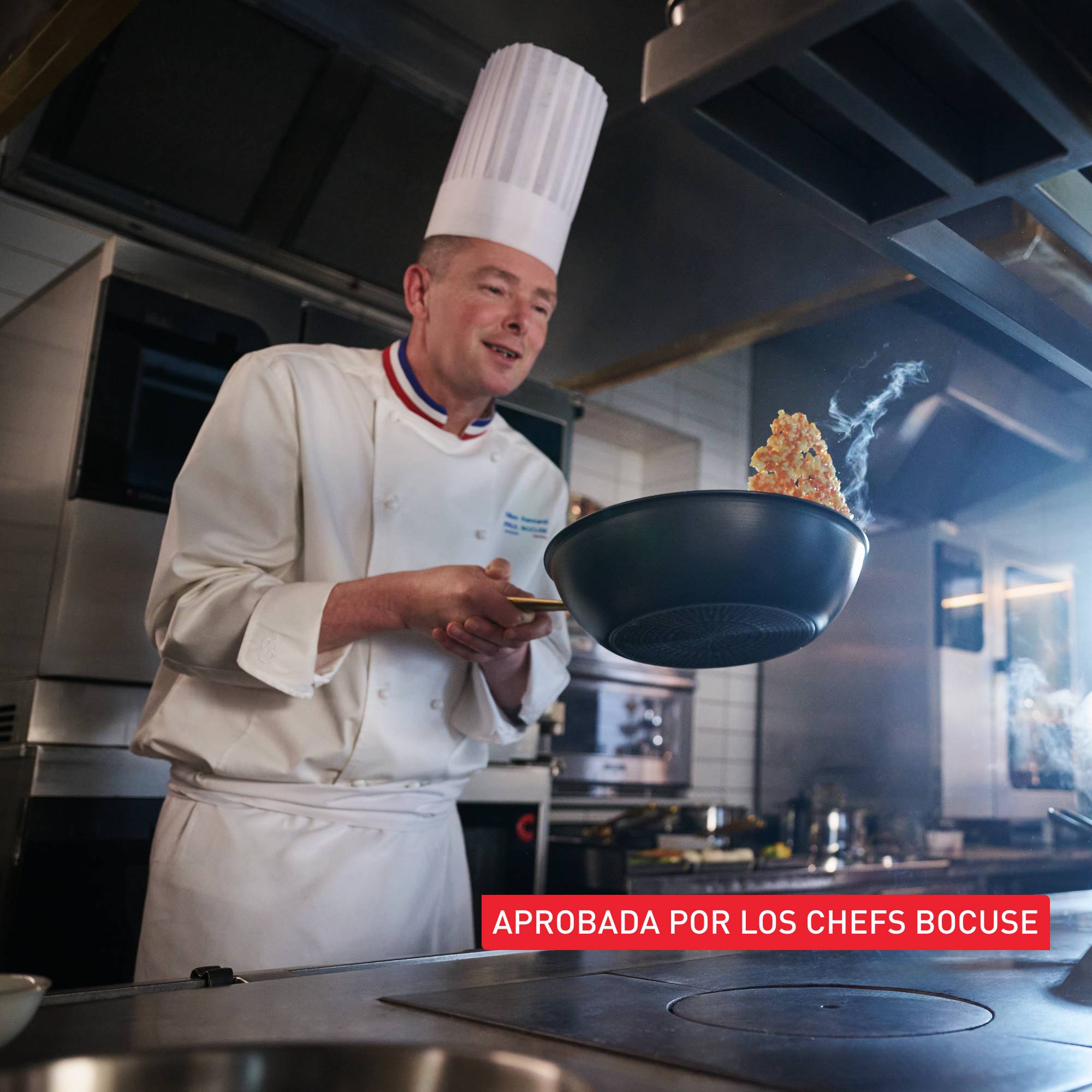 Tefal x Bocuse, Wok de 28 cm, Aluminio, Revestimiento antiadherente, Apta para horno, Inducción, Mango remachado dorado