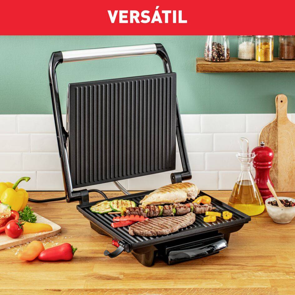 Inicio Grill, Parrilla multifunción, 2000 W, Placas antiadherentes Compartimento Vertical, Inox
