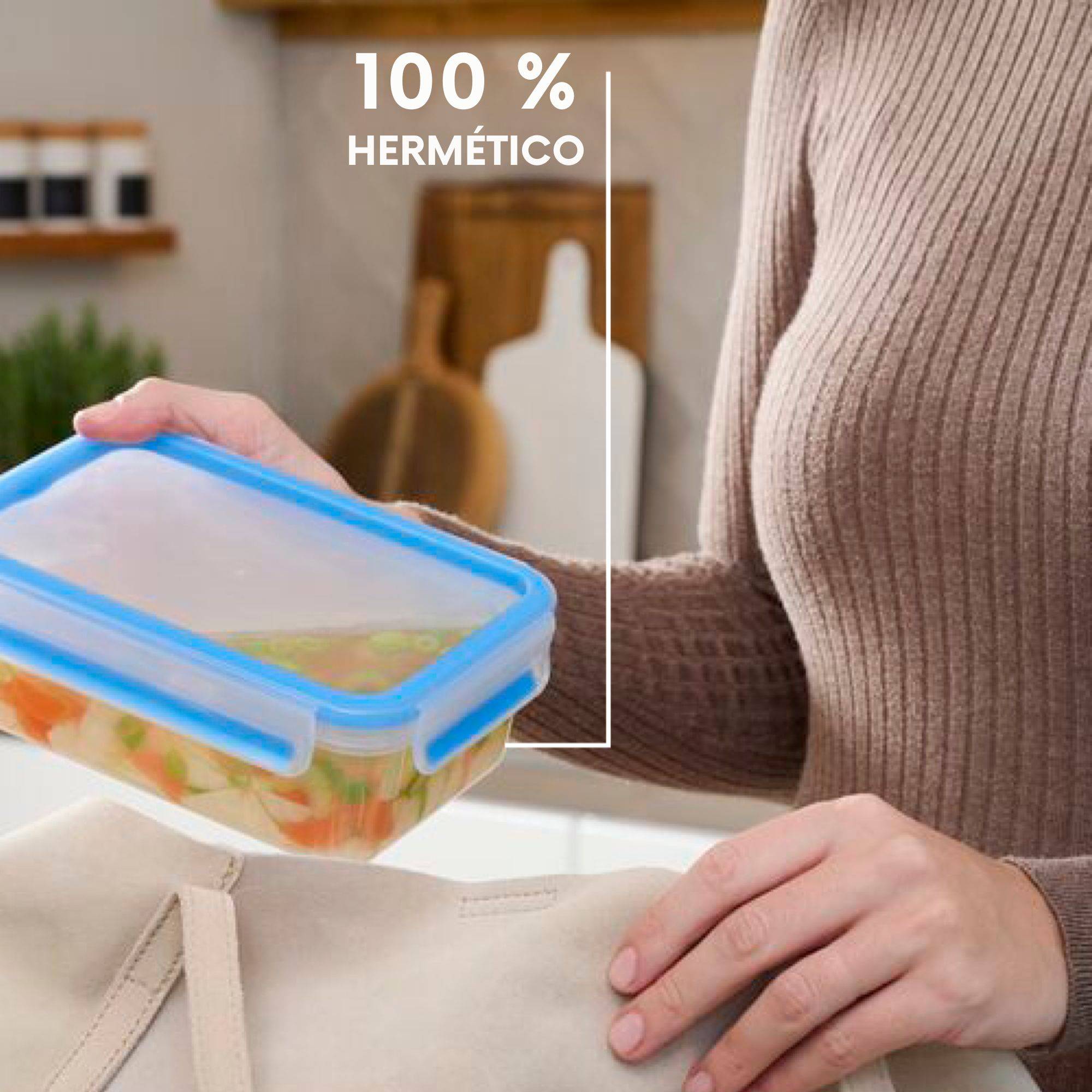 Masterseal, Hermético de plástico, 0.55 L, Envase para alimentos, Rectangular, Azul