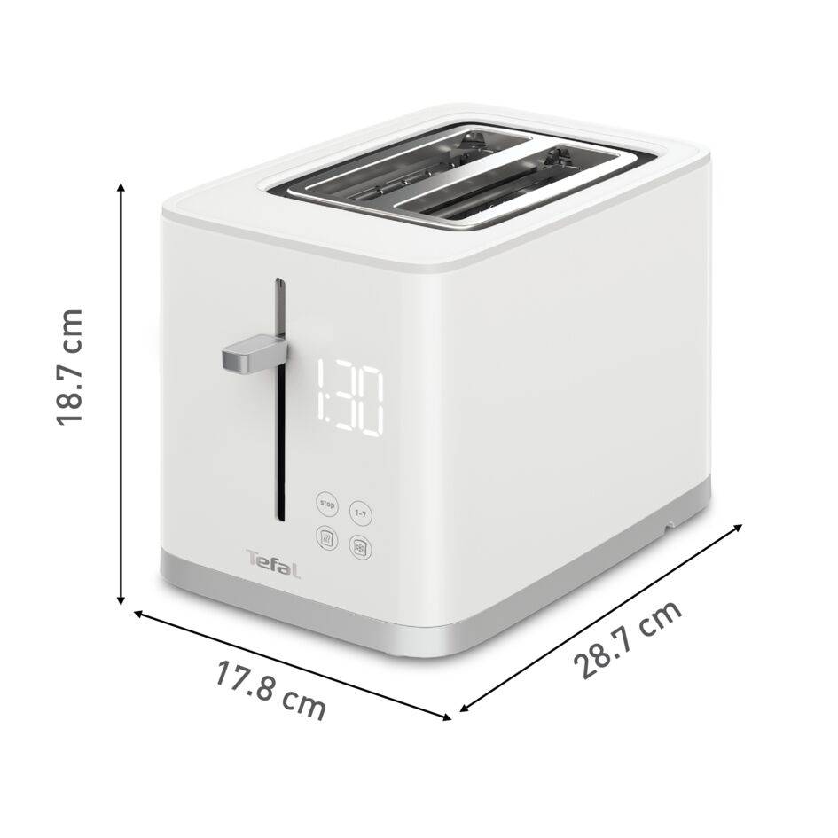 Sense, Tostadora de 2 ranuras, Pantalla digital, 7 niveles de tostado, 4 funciones dedicadas, Diseño minimalista, Blanco