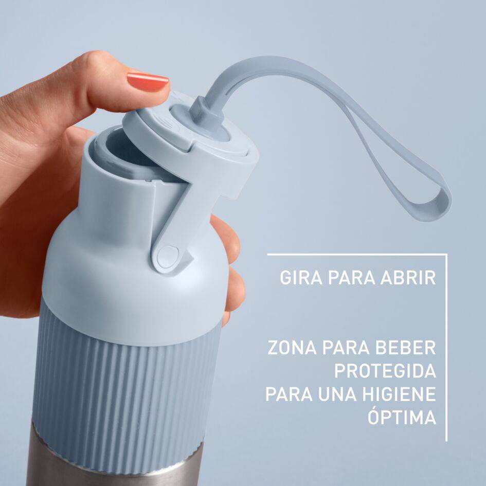 BeYou, Botella de hidratación, Tapa abatible, 0,7 L, Reutilizable, 100 % hermética, Apta lavavajillas, Azul