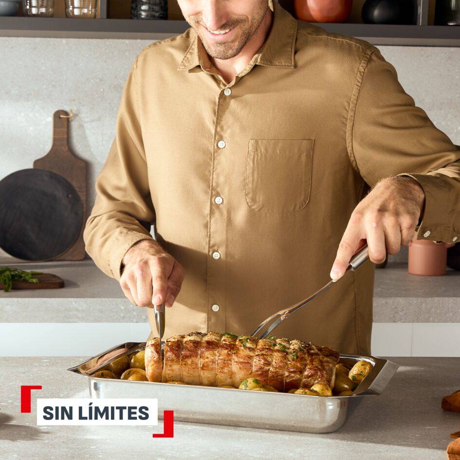 Excellence Ceramic, Bandejas de 32/37/42cm, Durabilidad Extra-Life, Capa de cerámica interior, Acero inoxidable, Negras e Inox