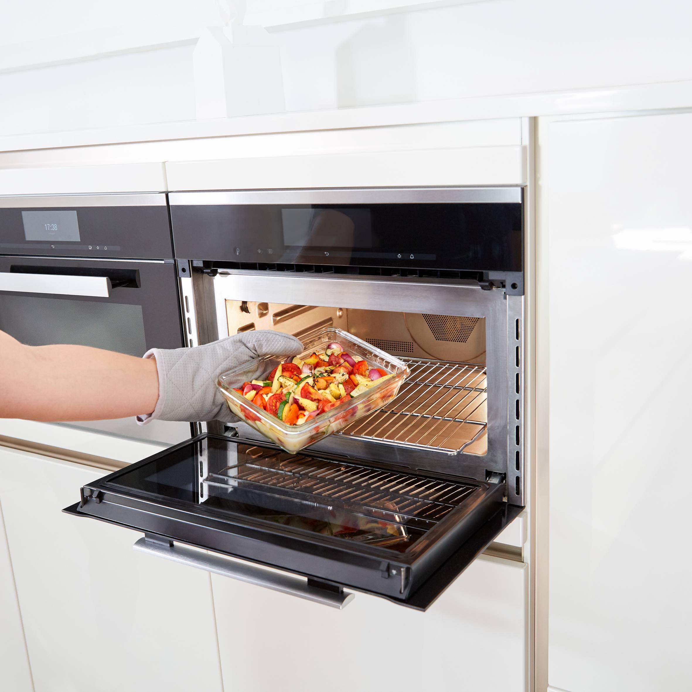 Masterseal Cristal, Set de 3 Herméticos de Cristal, 0,45 / 0,8 / 2,0 L, Rojo