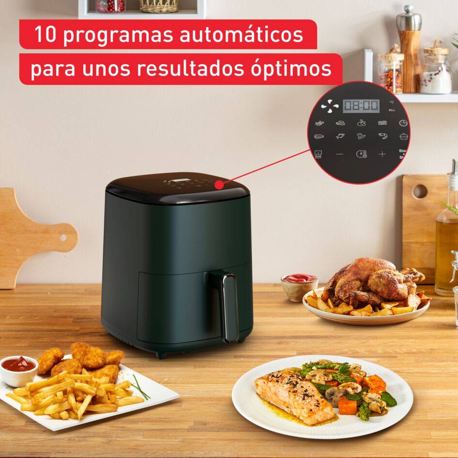 Easy Fry Max Forest, Freidora de aire, 5L, 10 programas automáticos, Pantalla táctil digital