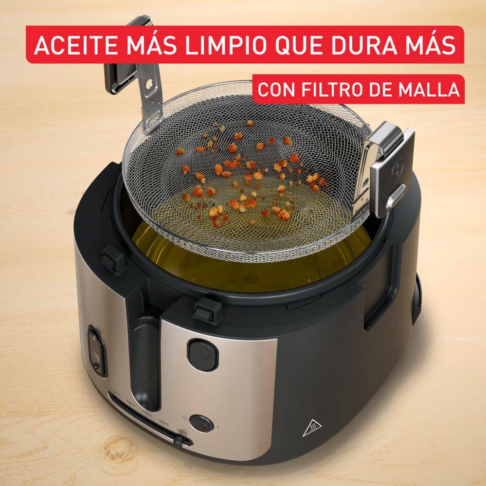Filtra Vision+, Freidora de aceite, Ventana XL, Gran Capacidad, Malla Filtrante, Temporizador, Negro