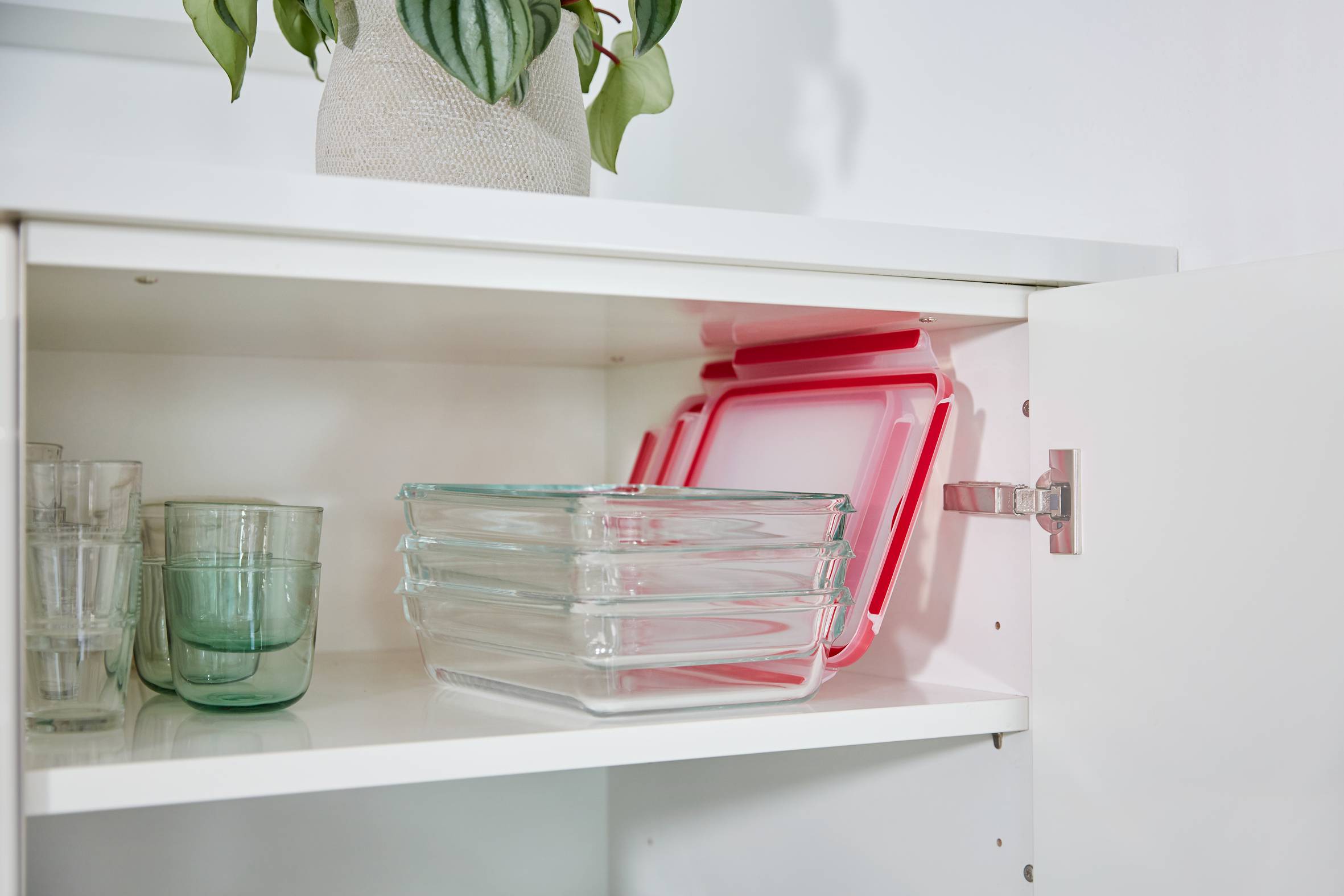 Masterseal Cristal, Set de 3 Herméticos de Cristal, 0,45 / 0,8 / 2,0 L, Rojo