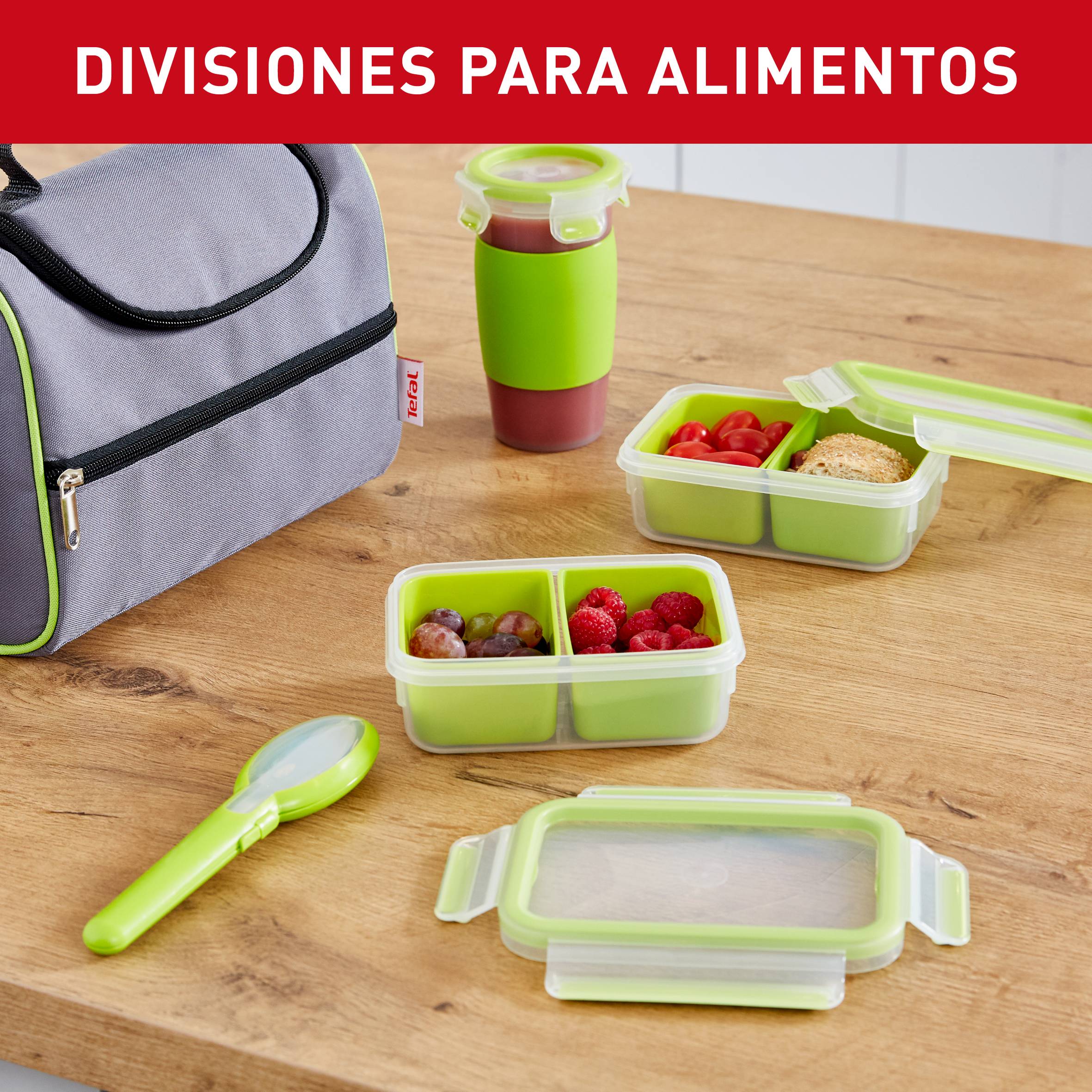 Masterseal To Go, Hermético de plástico, 1 L, 2 compartimentos, Rectangular, Verde