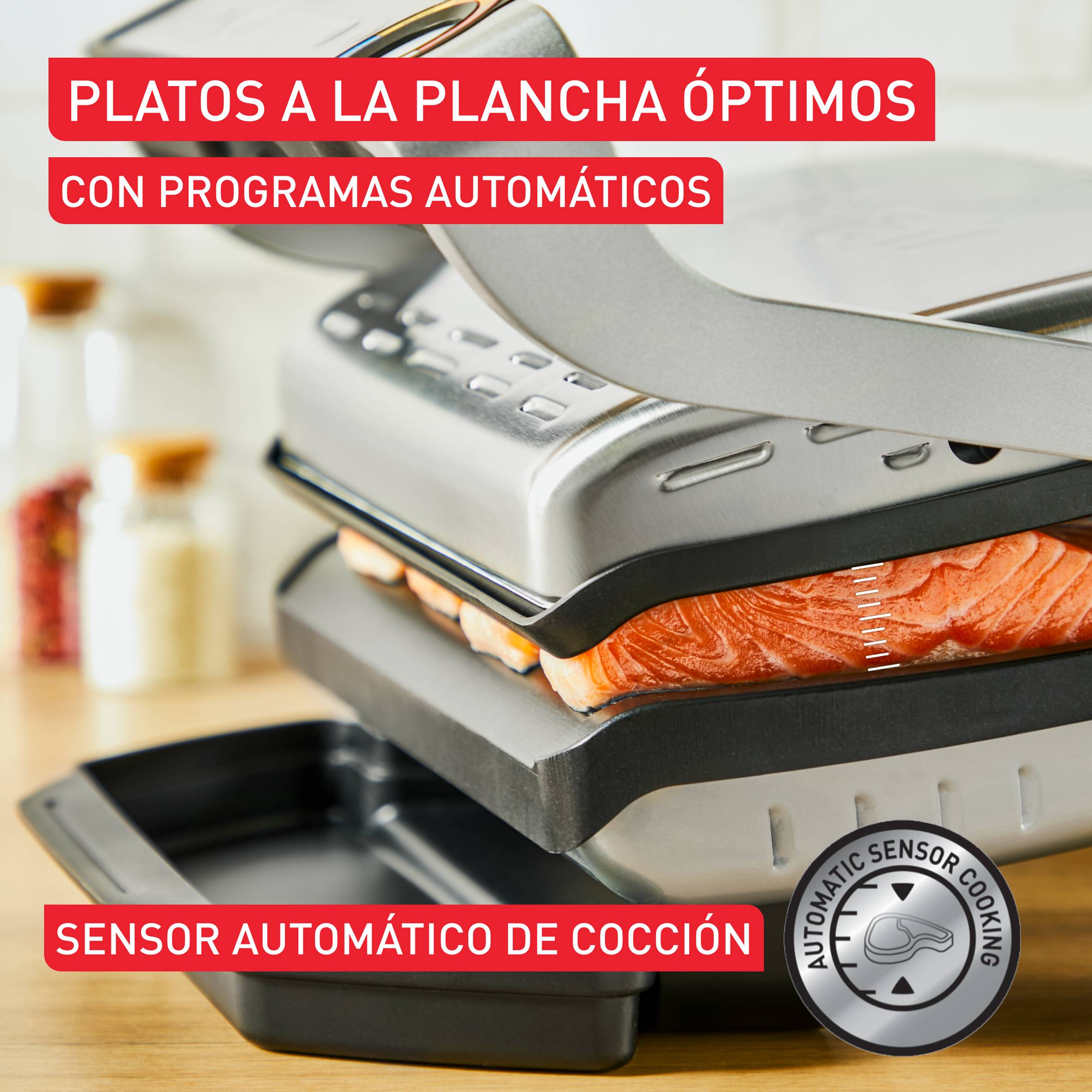 Placas de plancha para OptiGrill + XL, antiadherentes para ingredientes delicados