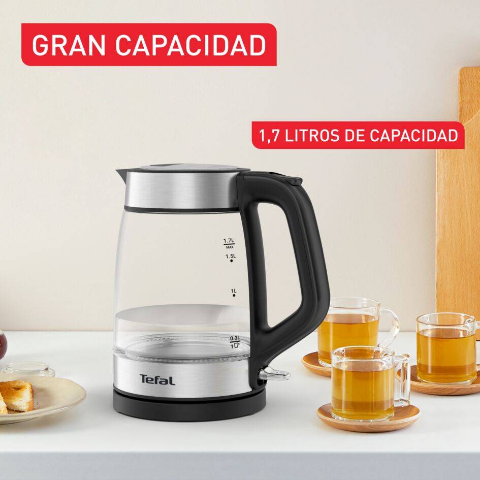 Hervidor Glass Kettle, 1,7L, Marcas de medición, Cristal