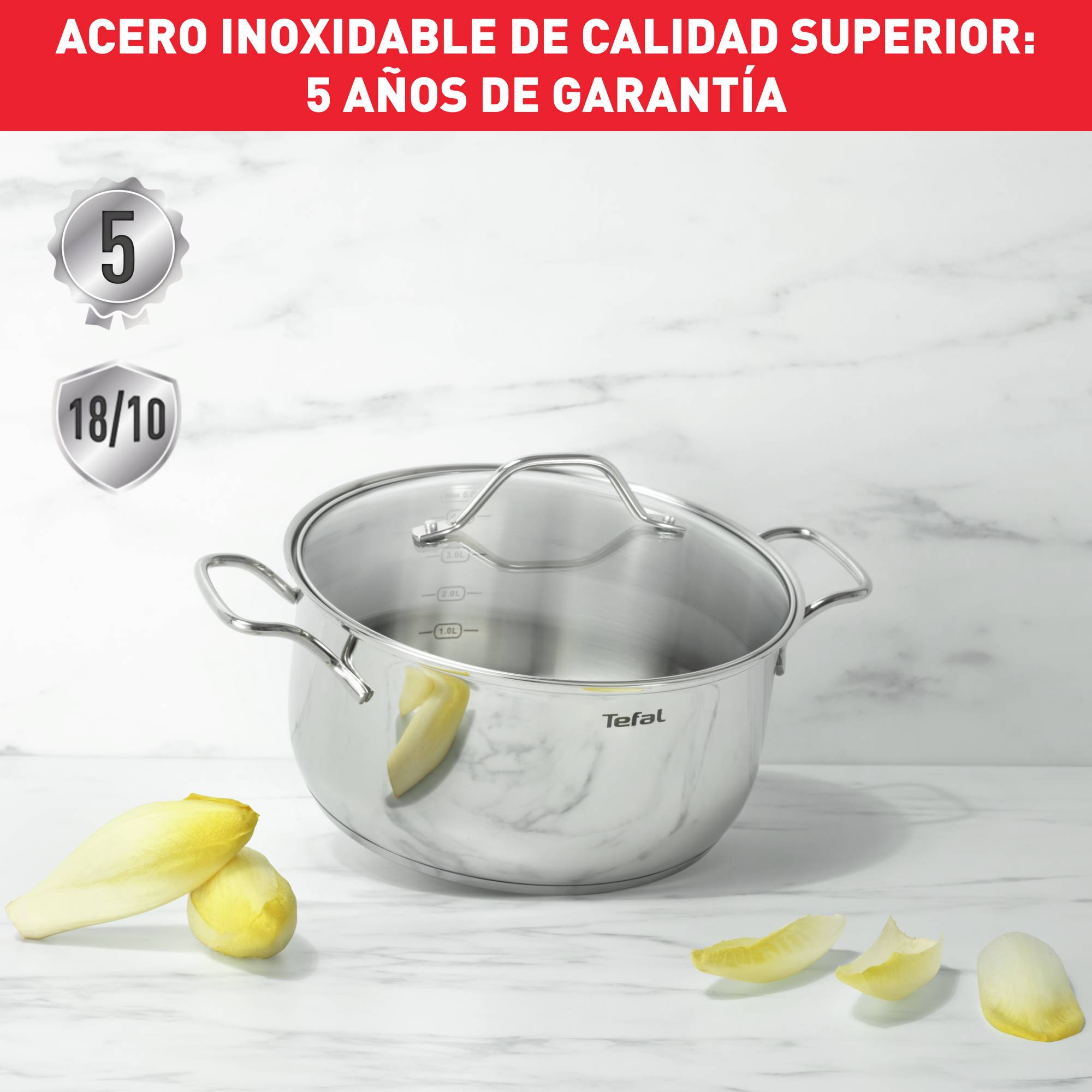 Intuition XL, Set de 7 piezas,  3 Ollas 16/20/24cm + 1 cazo 16cm + tapas,  Acero Inoxidable, Apilable, Inducción