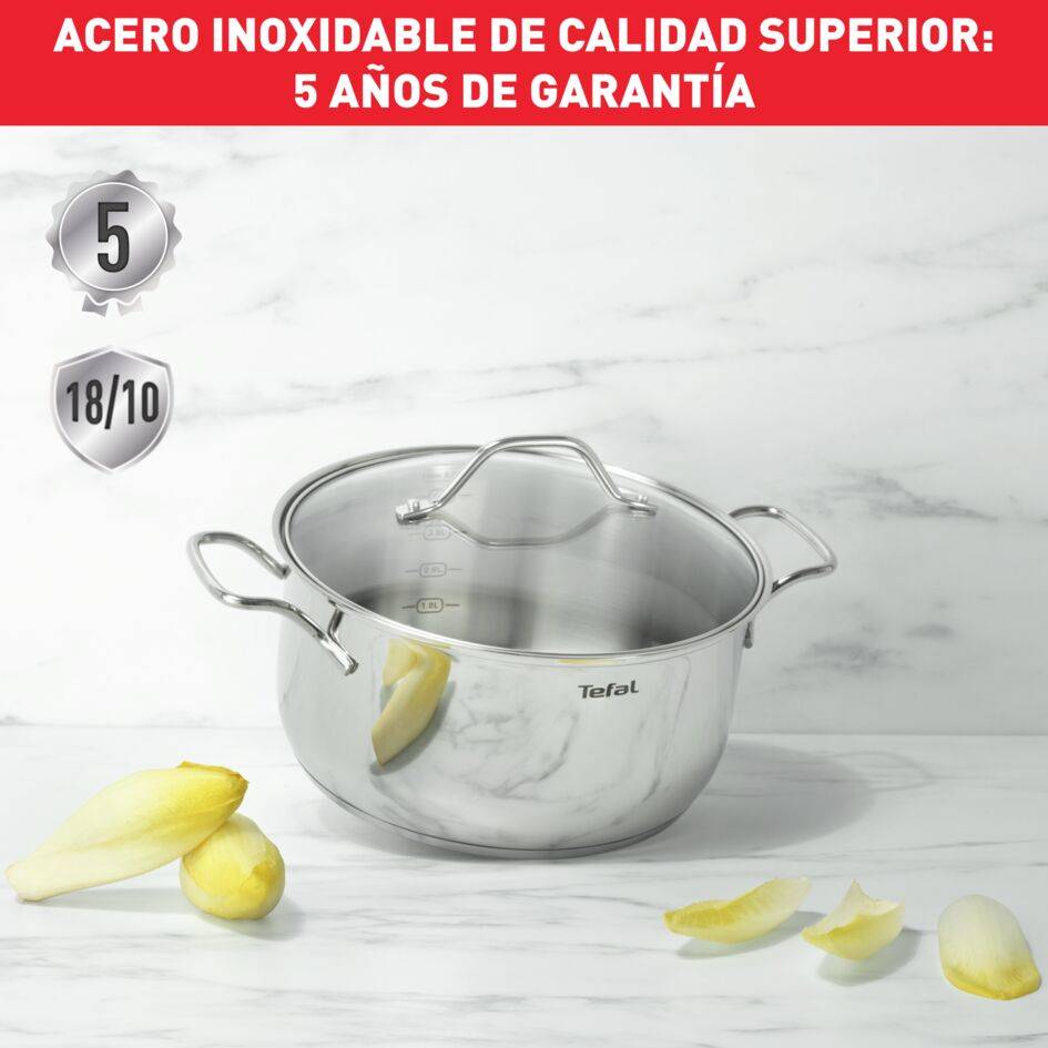Intuition XL, Set de 7 piezas, 3 Ollas 16/20/24cm + 1 cazo 16cm + tapas, Acero Inoxidable, Apilable, Inducción