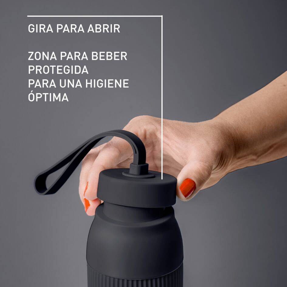 BeYou, Botella hidratación, Tapa giratoria, 100 % hermética, Apta para lavavajillas, 0,7 L, Negra