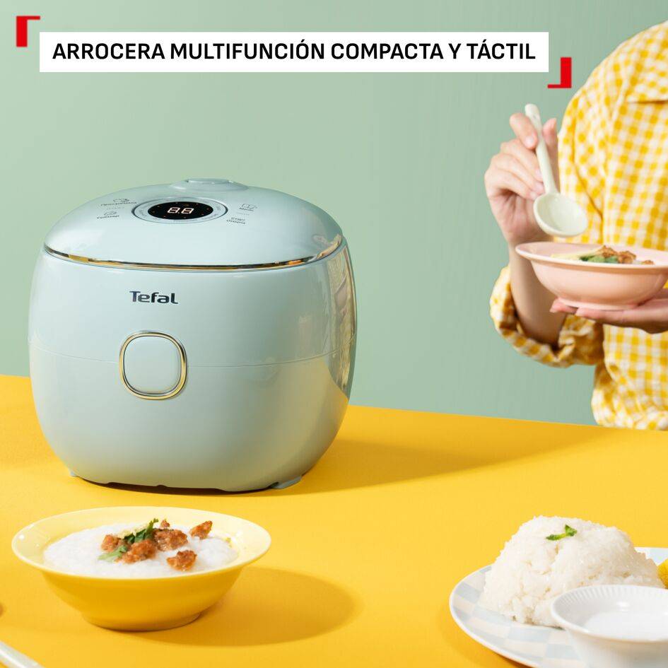 Arrocera eléctrica multifunción POP, 0.7L, hasta 4 raciones, Tecnología Smart NFC, Compacta, Bol Antiadherente, Cesta Vaporera, 8 programas