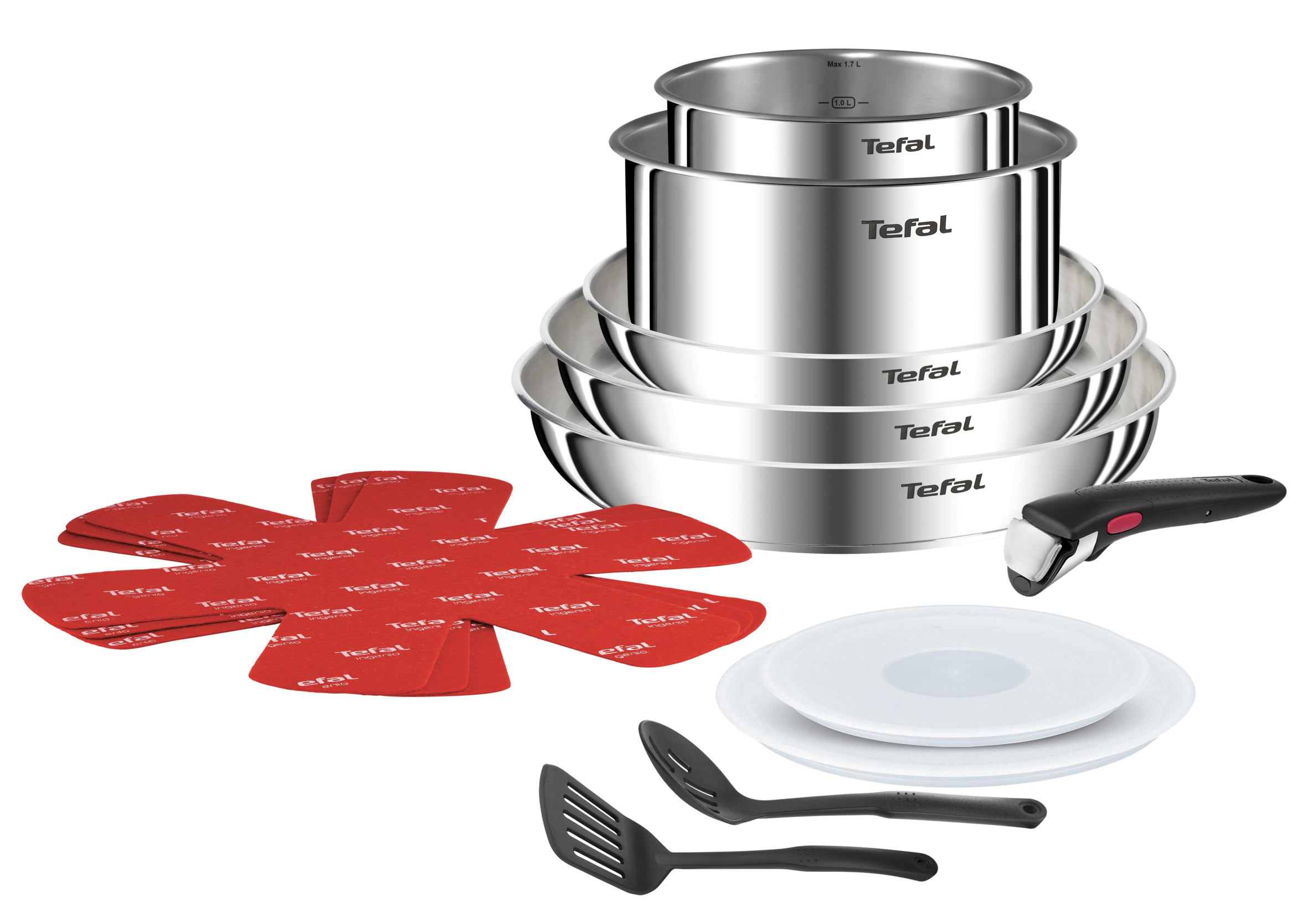 Tefal Set Pentole Ingenio Stainless Steel | Acciaio Inox Con Manico Rimovibile, Thermo-Spot, Induzione