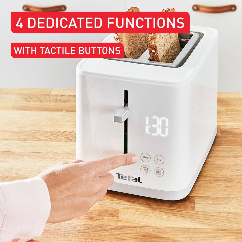 Sense, Tostadora de 2 ranuras, Pantalla digital, 7 niveles de tostado, 4 funciones dedicadas, Diseño minimalista, Blanco