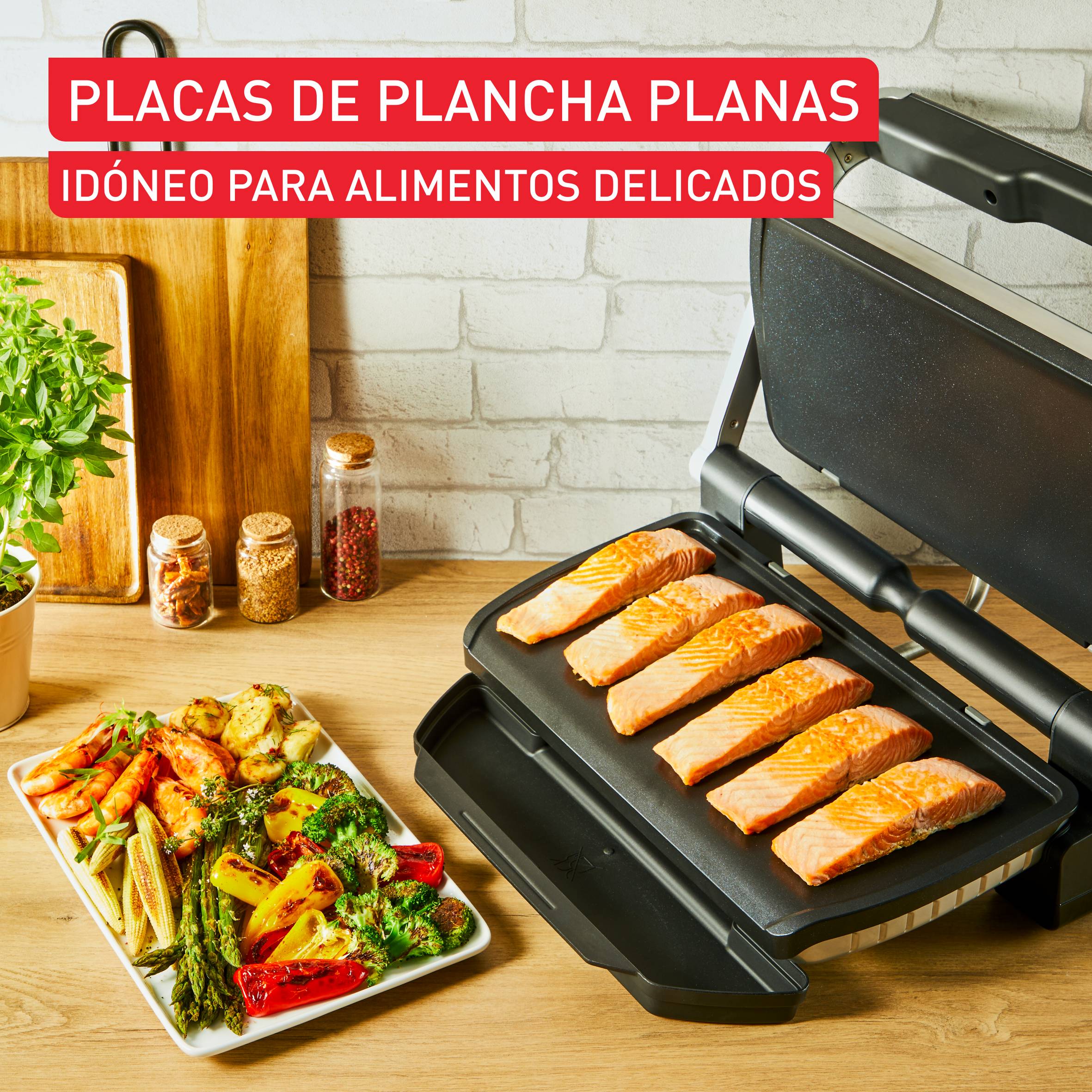 Placas de plancha para OptiGrill + XL, antiadherentes para ingredientes delicados