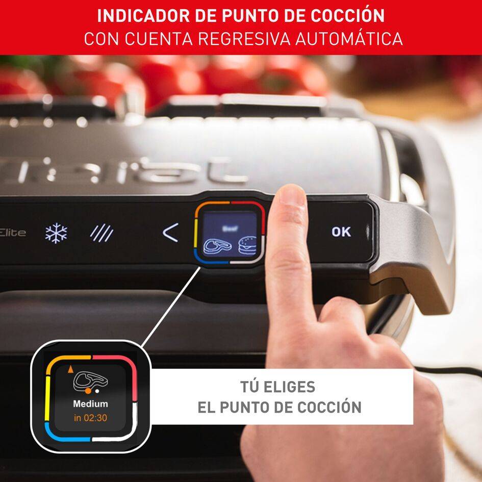 Optigrill Elite, Superficie de cocción de 30x20 cm, Parrilla eléctrica&nbsp;de interior y exterior, Sensor de grill automático, 12 programas automáticos, Apto para lavavajillas