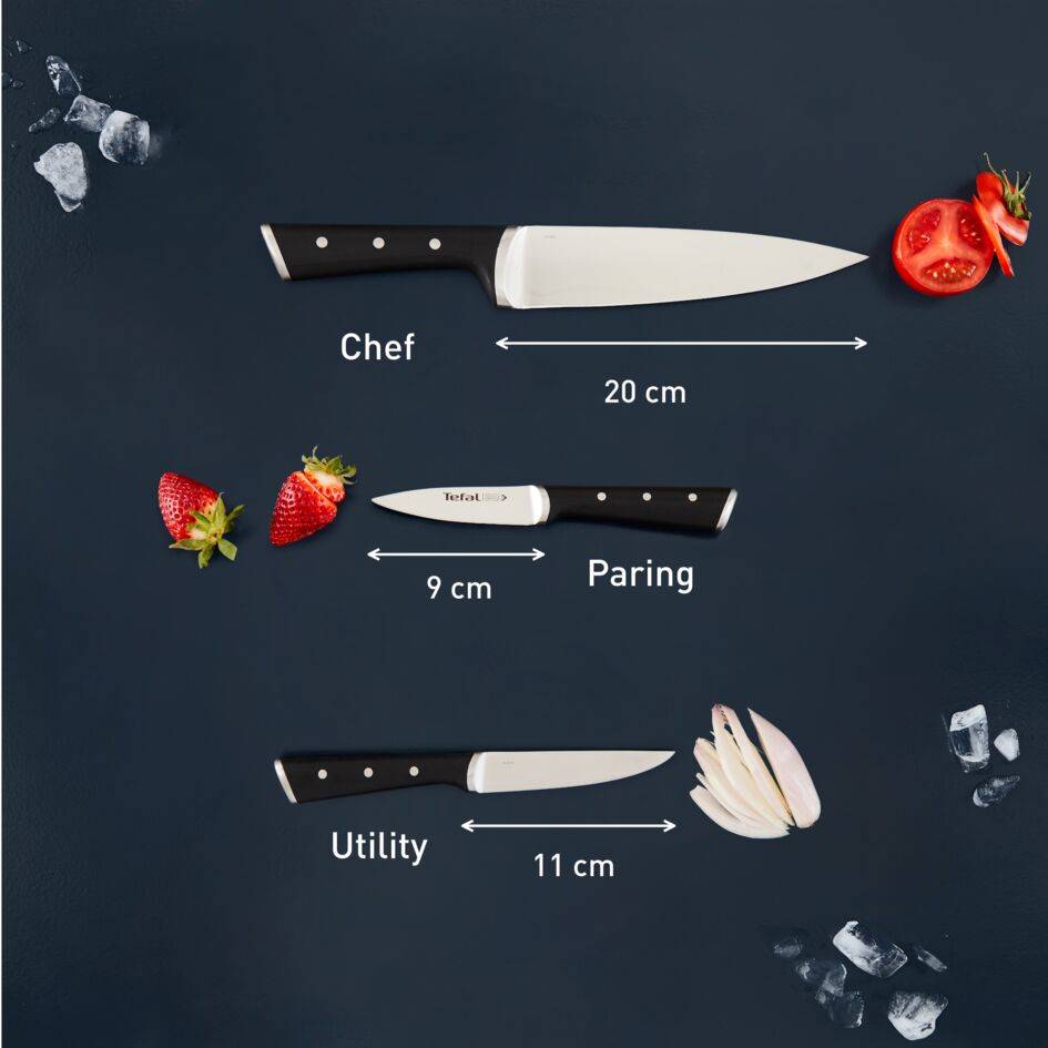 SET 3 CUCHILLOS ICE FORCE: PELADOR 9 CM + CHEF 20 CM + UNIVERSAL 11 CM