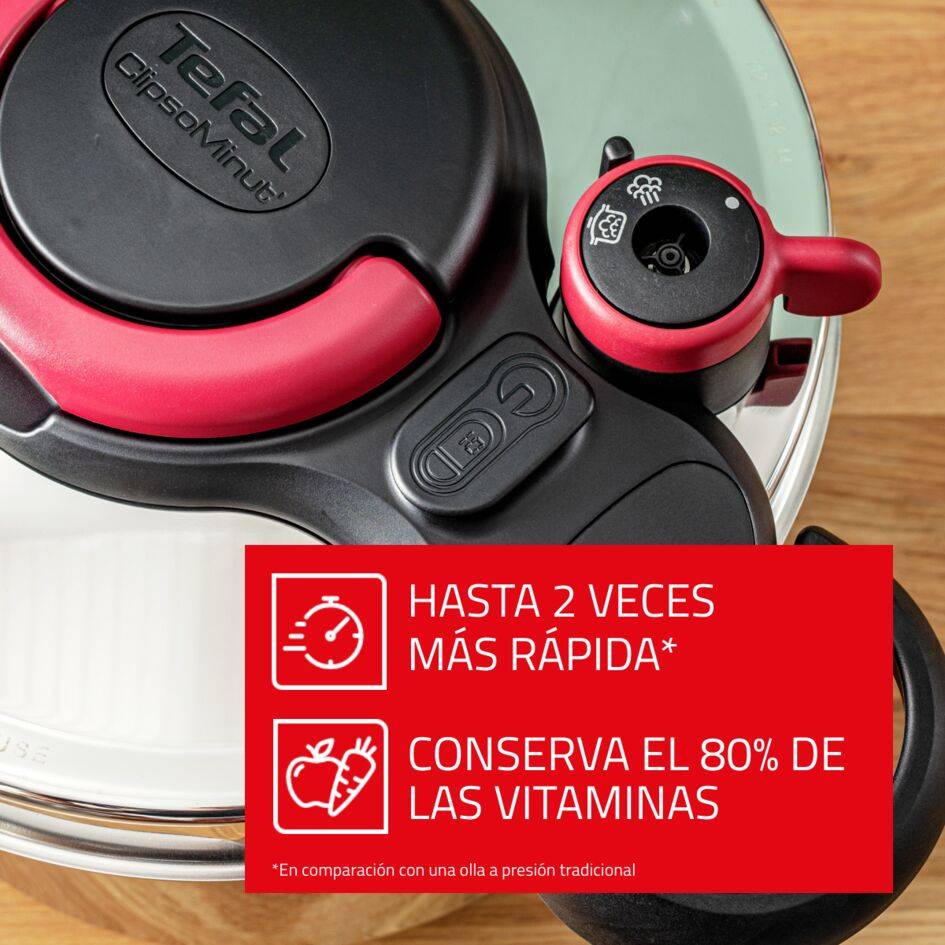 Clipso Minut Easy, Olla a presión, 6L, 50% Ahorro, Acero Inoxidable