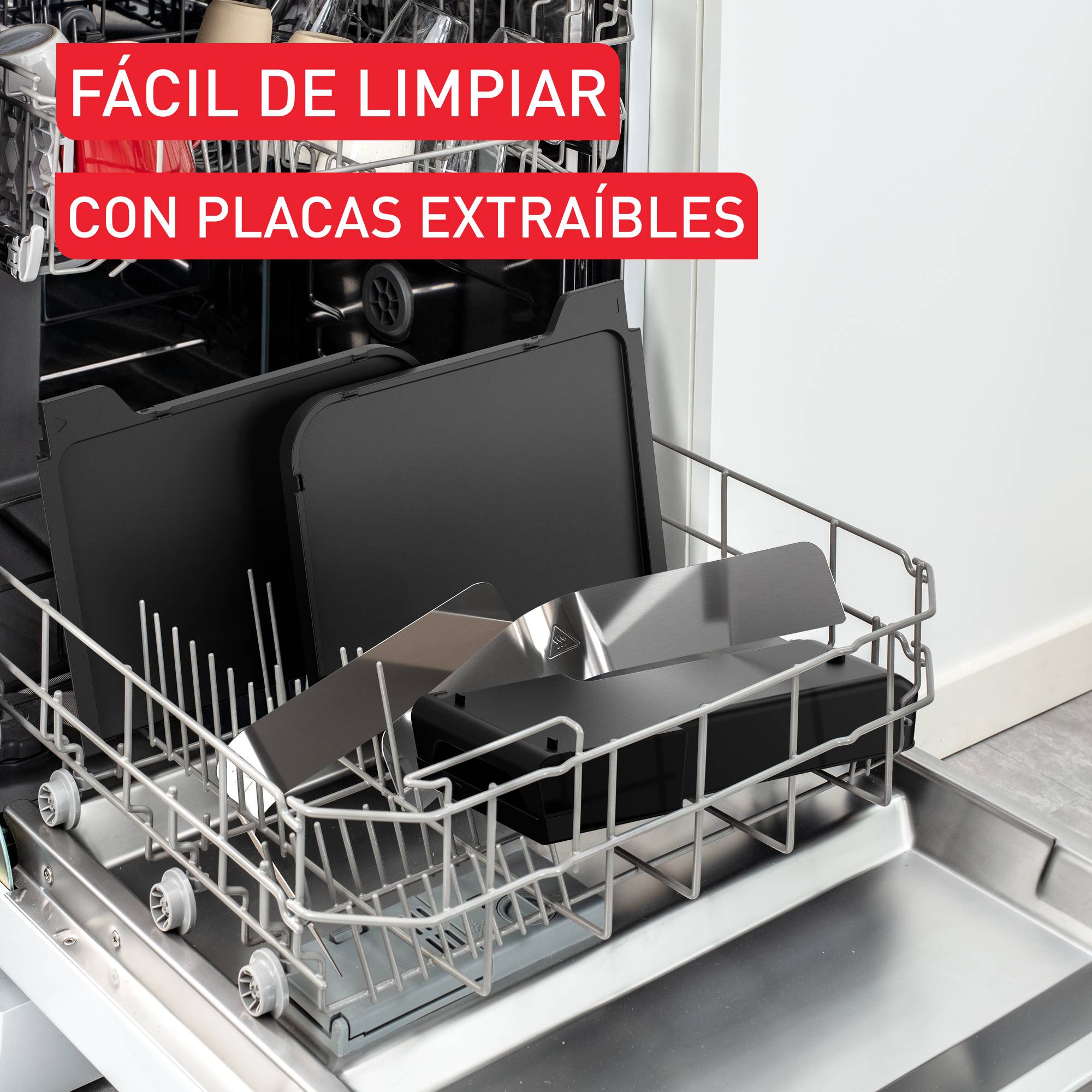 Family Grill Plancha, Grill de interior y exterior, 2 superficies de cocción con termostatos individuales, asados saludables