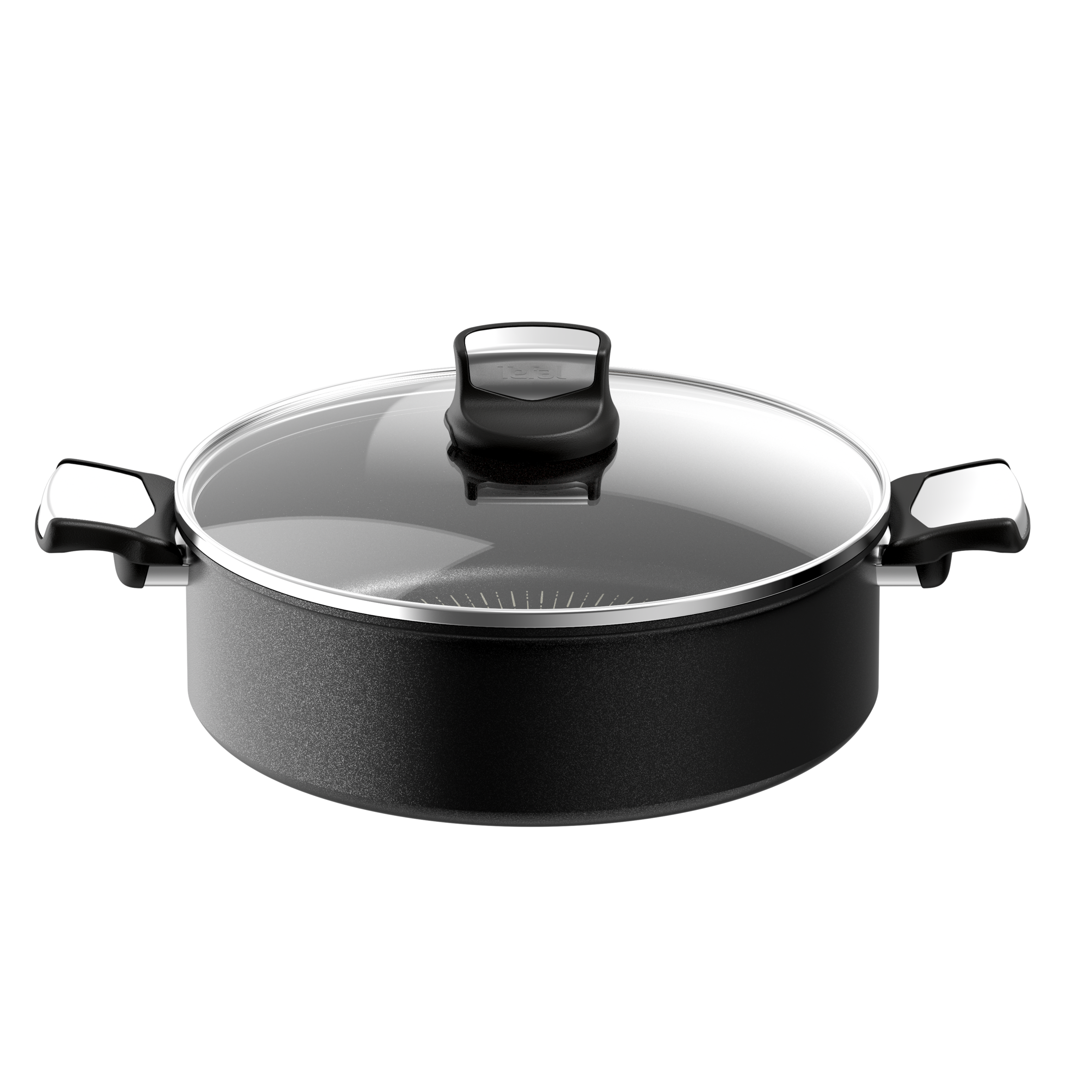Unlimited On, Guisera cacerola baja 28 cm, Tapa de cristal, Revestimiento antiadherente, Inducción, Negra