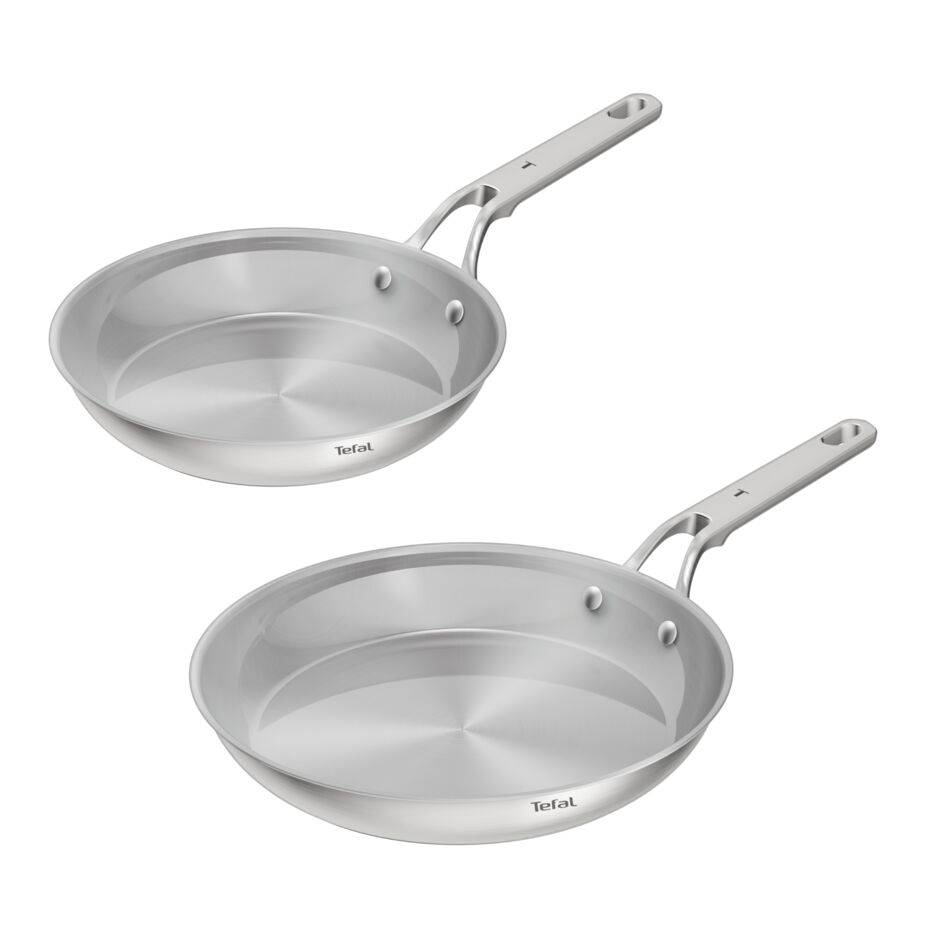 Extreme Set de 2 sartenes 24/28 cm,  Acero inoxidable premium, Sin revestimiento, Garantía 10 años, Compatible con inducción