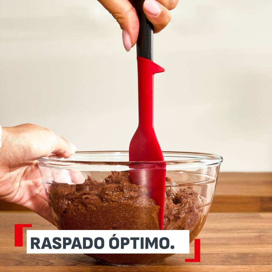 Ingenio+, Espátula de hoja suave, Robusta, Resistente al calor hasta 250°C, Apta para lavavajillas, Rojo