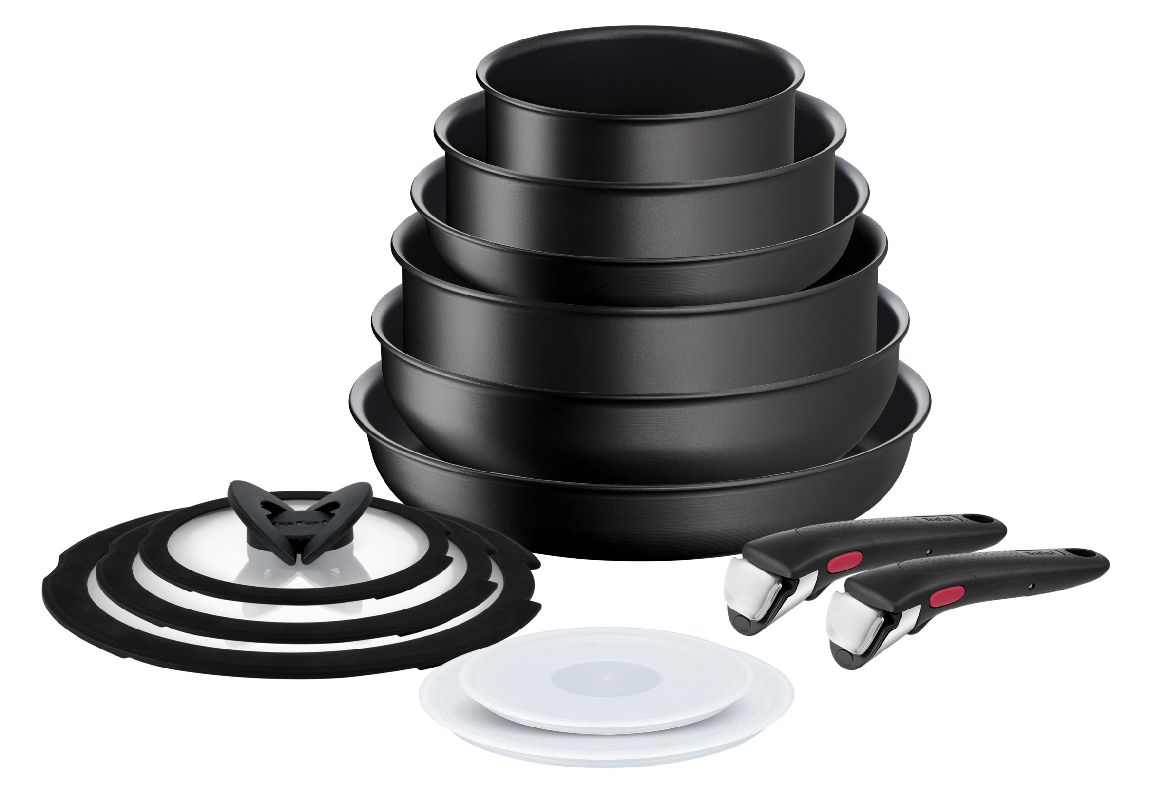 Ingenio Eco Resist, Set de 13 piezas, Mangos extraíbles, Tapas herméticas, Revestimiento antiadherente, Aluminio, Inducción