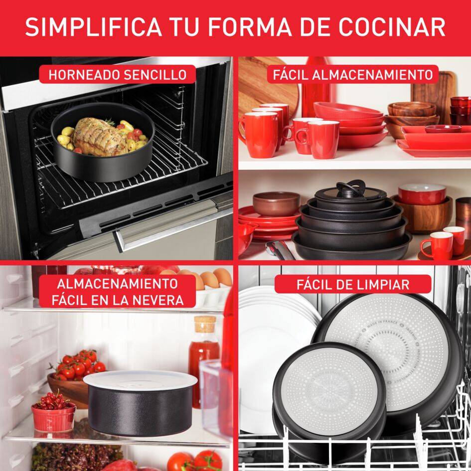 Ingenio Unlimited, Set de 13 piezas, Sartenes y Cazos, Mangos extraíbles, Accesorios de cocina, Tapas, Apilable, Inducción