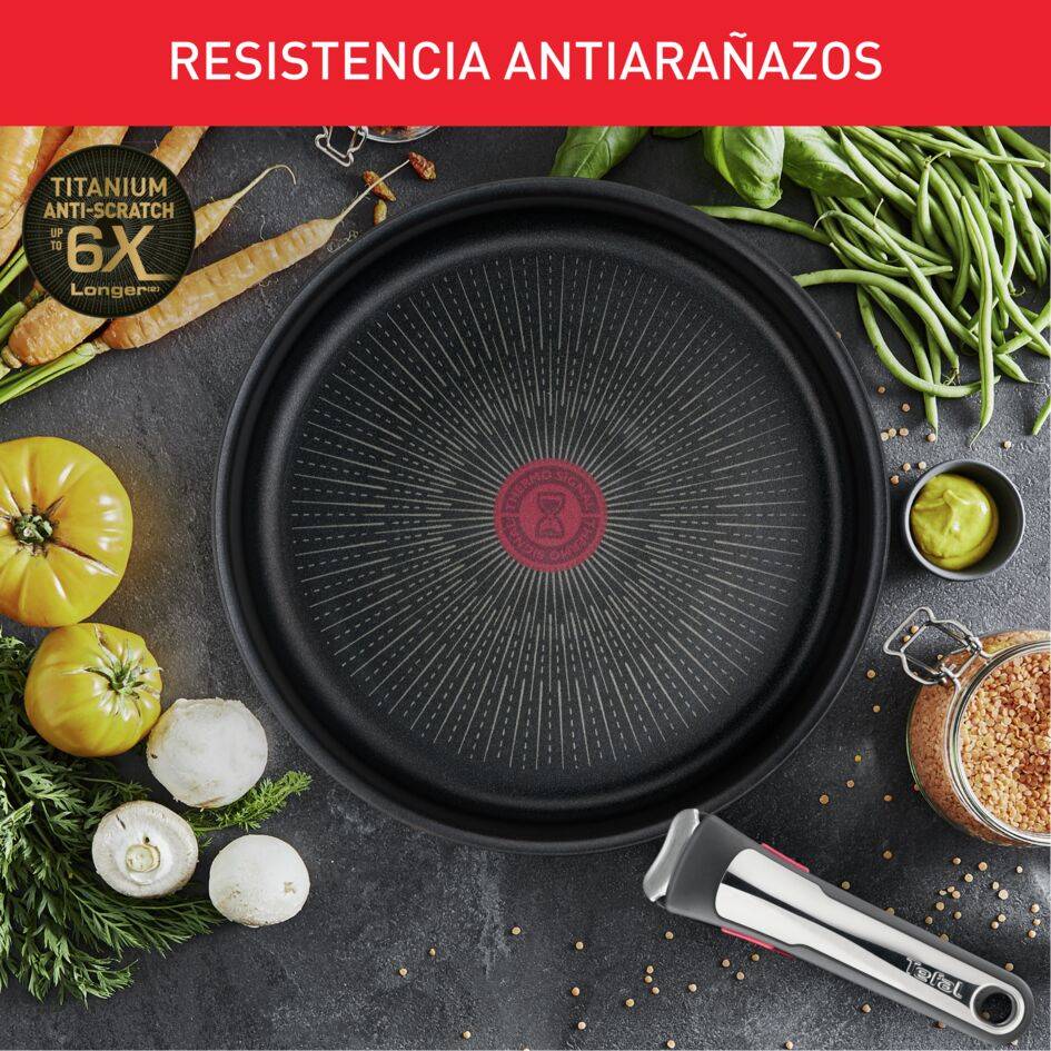 Ingenio Preference On, Set de cocina 13 piezas + 2 Mangos extraíbles, Acero inoxidable 18/10, Revestimiento antiadherente, Inducción