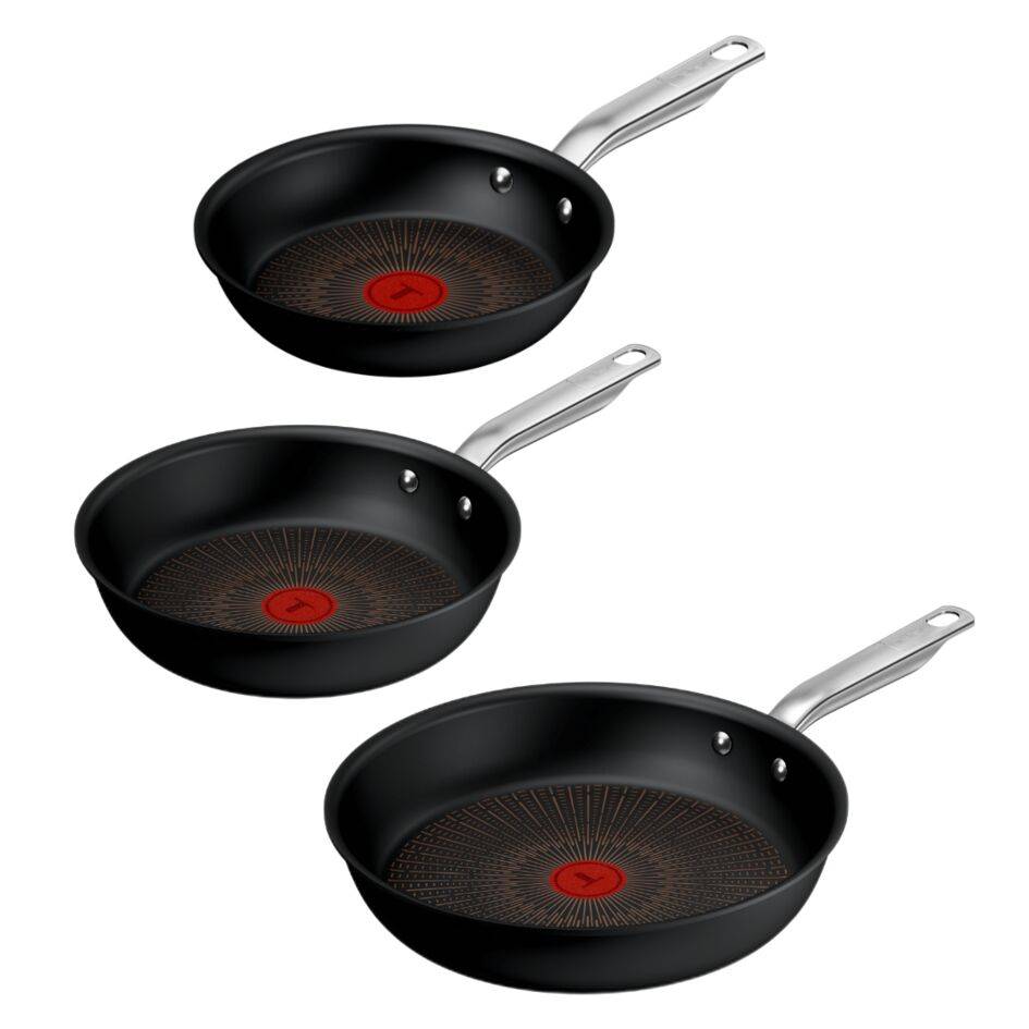 Experience Set de 3 sartenes 20/24/28 cm, Revestimiento Antiadherente FusionCore, Compatible con Inducción
