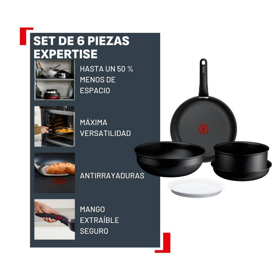 Ingenio Expertise Set de 6 piezas, Apilable, Revestimiento antiadherente, Thermo-Signal, Inducción