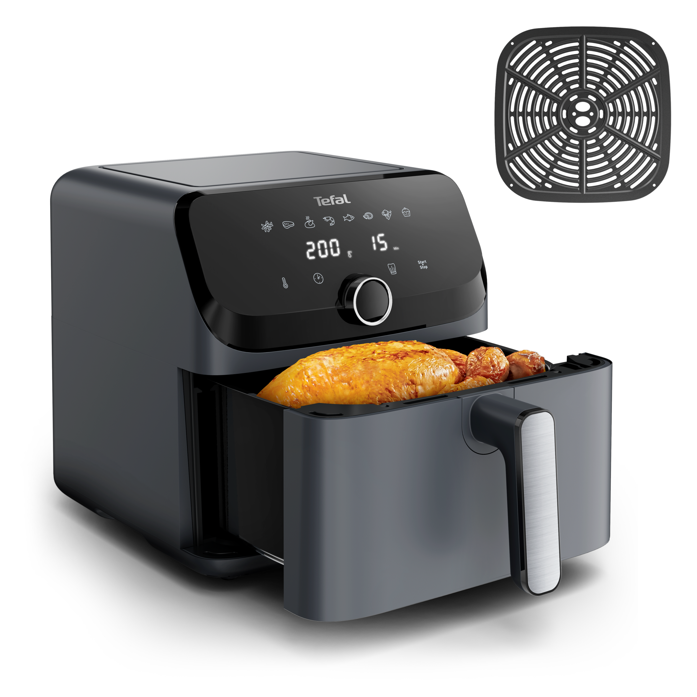 Easy Fry Mega, Freidora de aire, 7,5 L Capacidad XL, 8 Programas, Diseño Compacto