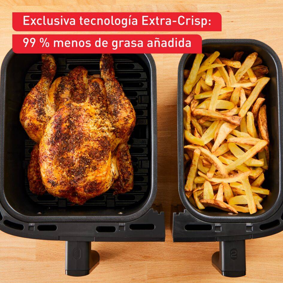Dual Easy Fry & Grill, Freidora de aire, Doble Cesta, 8,3&nbsp;L, 8 Programas Automáticos, Inox