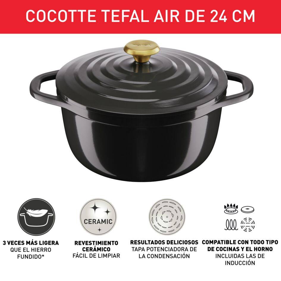 Air, Olla de 24 cm, 4,7 L, Aluminio Fundido Ligero