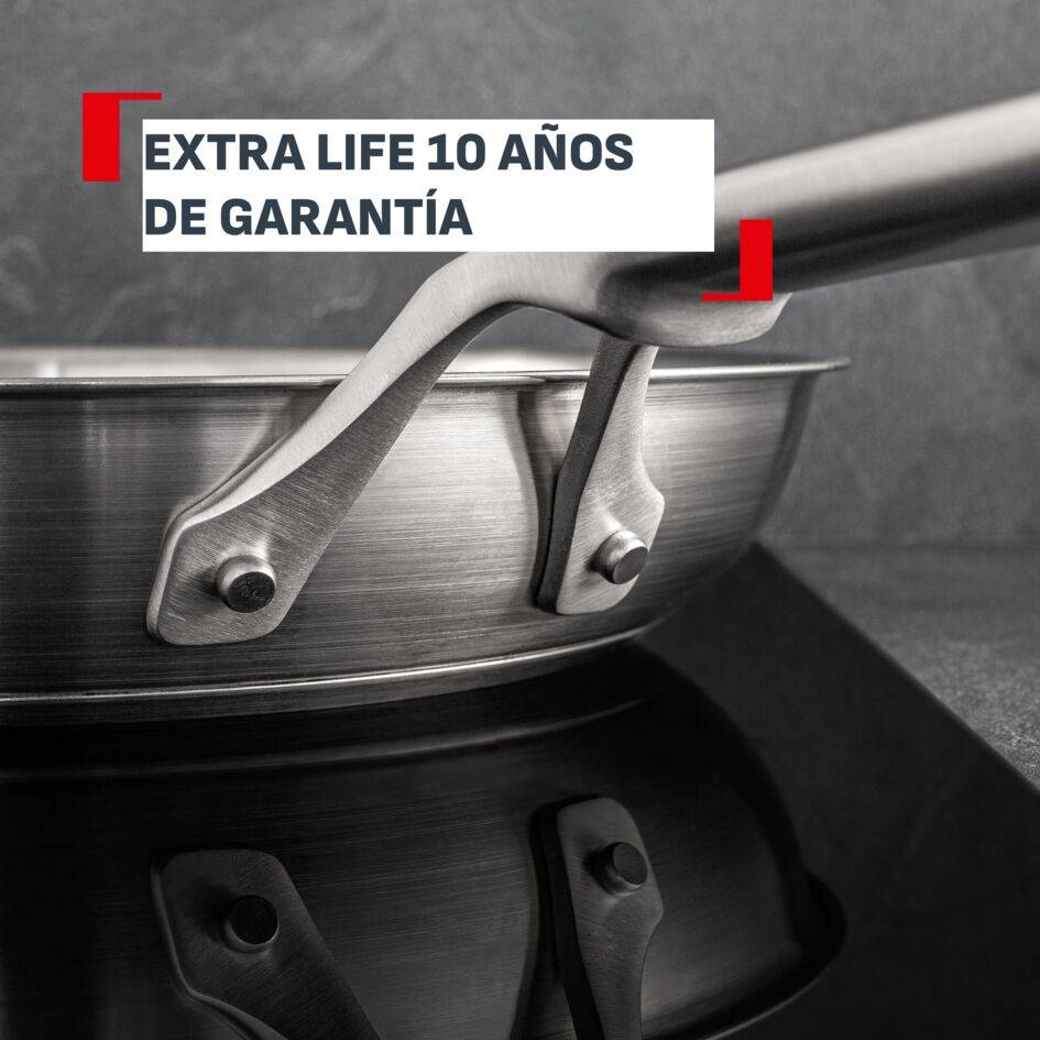 Extreme Sartén 28 cm, Acero inoxidable premium, Sin revestimiento, Garantía 10 años, Compatible con inducción