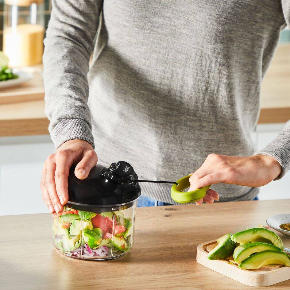 Picadora manual de 5 segundos 900 ml con kit de cuchillas para puré