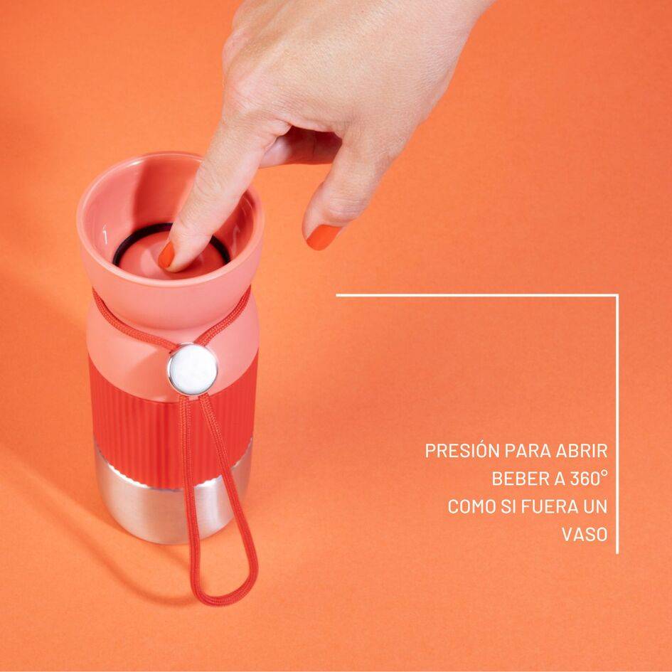 BeYou, Taza de viaje, Bebida aromática, 100 % hermética, Apta lavavajillas, 0,36 L, Naranja