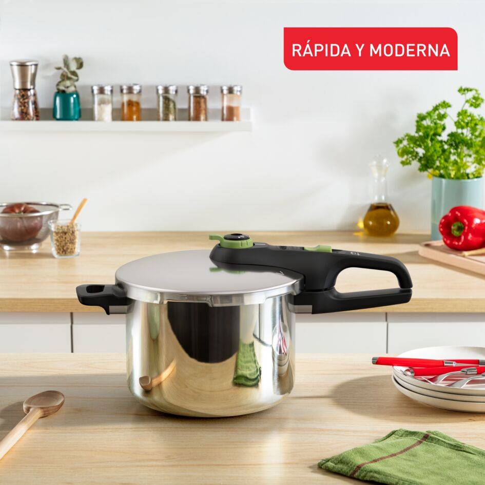 Secure Trendy, Set de ollas a presión, 6 L y 4 L, Cocción rápida, Diseño atractivo, 2 programas, Inducción