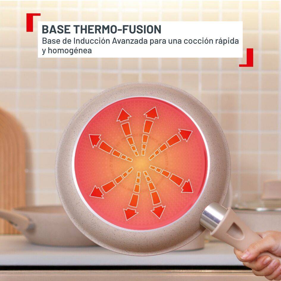 Delight, Sartén de 28 cm, Revestimiento antiadherente, Thermo-Signal, Cuerpo de aluminio 100% Reciclado