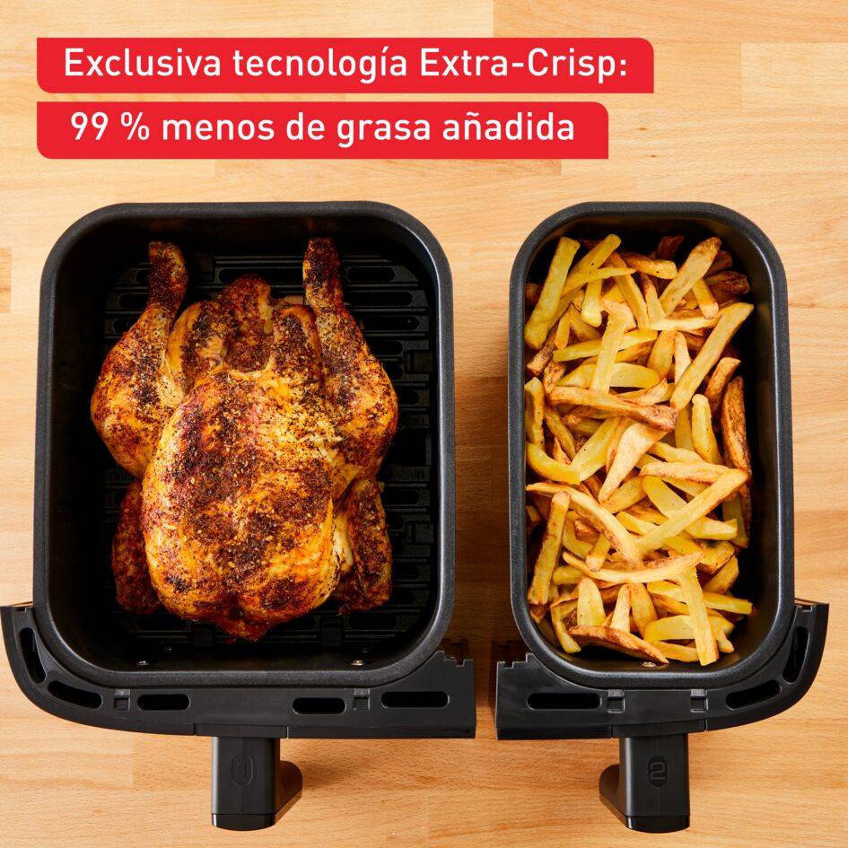 Dual Easy Fry & Grill, Freidora de aire, Doble Cesta, 8,3&nbsp;L, 8 Programas Automáticos, Inox