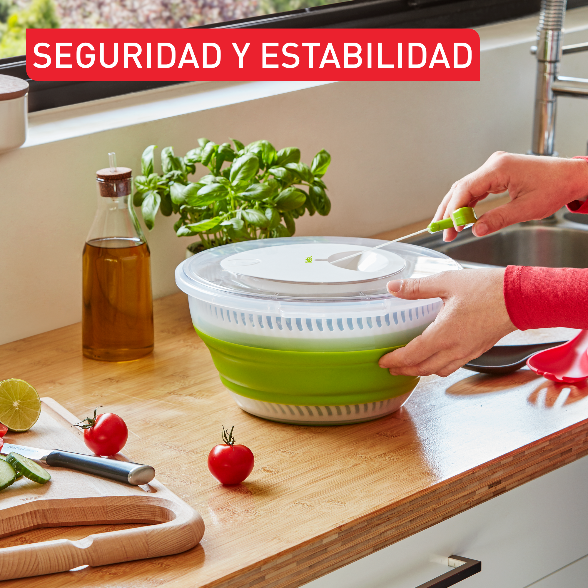 Collapsible, centrifugadora de ensalada, 4 L, Diseño plegable, Plástico, Verde