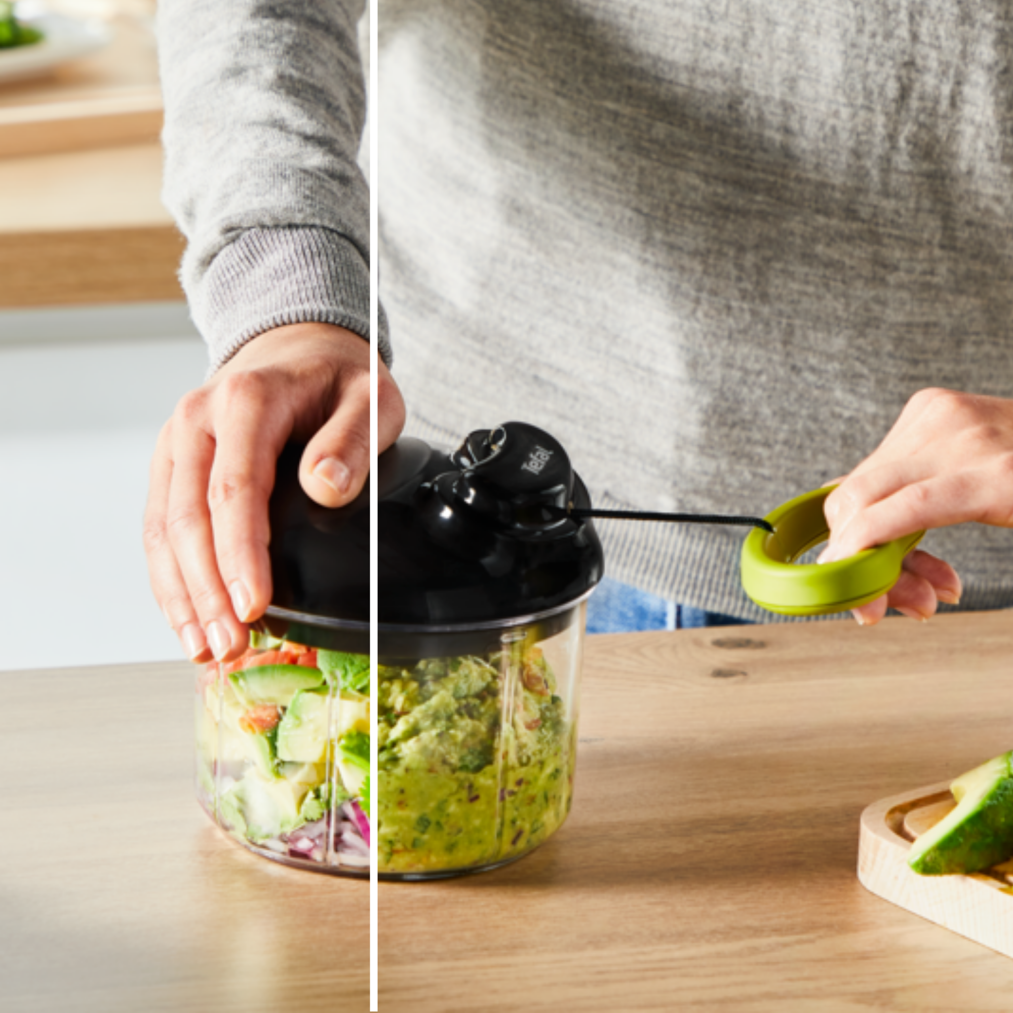 Picadora manual de 5 segundos 900 ml con kit de cuchillas para puré