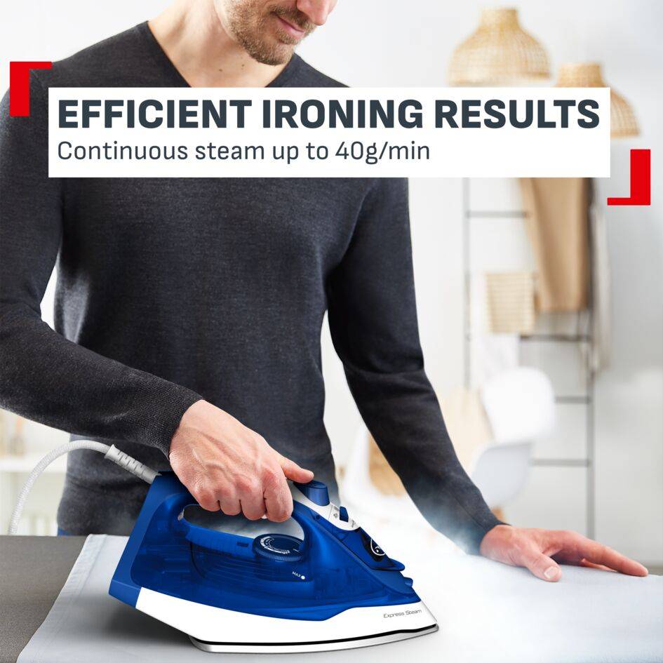 Express Steam de Tefal, Plancha de vapor, 2400 W, Vapor continuo de 40 g/min,Golpe de vapor de 180 g/min, Suela de cerámica para fácil deslizamiento, Depósito de 270 ml con abertura amplia, 5 ajustes de temperatura, Color negro