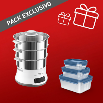 Tefal Pack vaporera grande con set de herméticos
